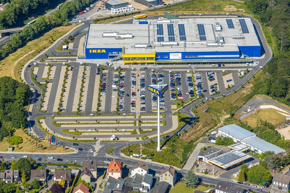 Luftaufnahme Wuppertal - Gebäude des Einrichtungshaus - Möbelmarkt der IKEA Möbel & Einrichtungshaus Wuppertal im Bundesland Nordrhein-Westfalen, Deutschland