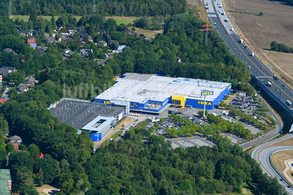 Luftbild Hamburg - Gebäude des Einrichtungshaus - Möbelmarkt IKEA im Ortsteil Schnelsen in Hamburg, Deutschland