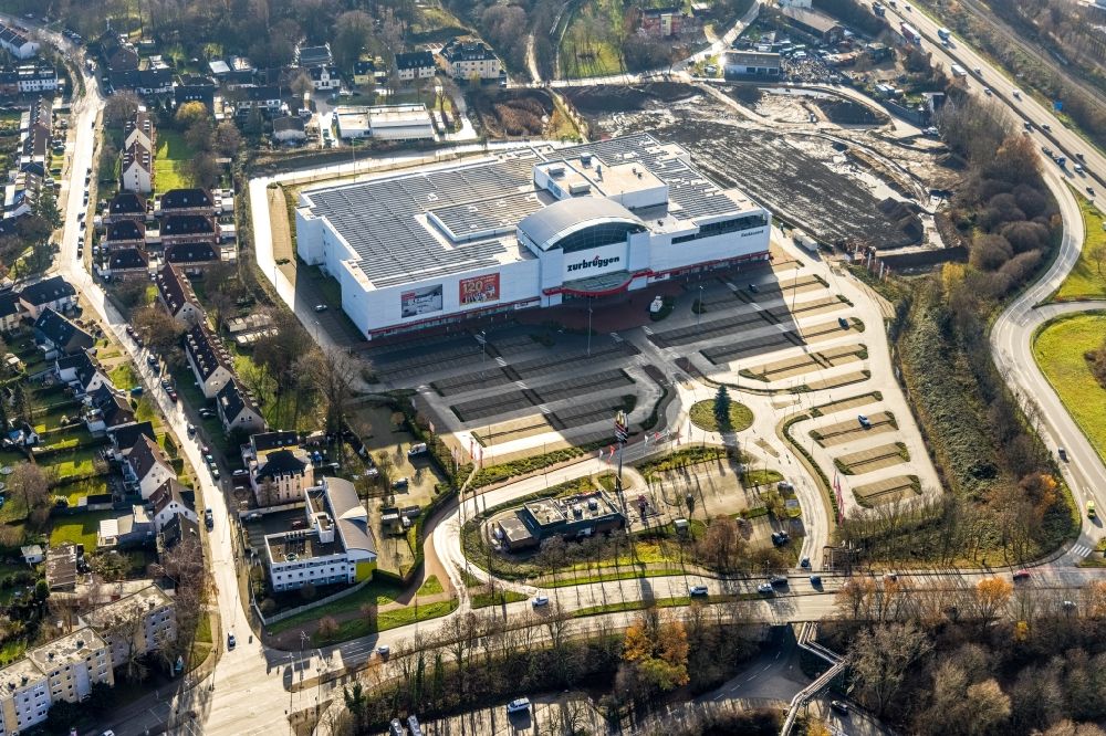 Luftaufnahme Herne - Gebäude des Einrichtungshaus - Möbelmarkt Zurbrüggen Wohn-Zentrum in Herne im Bundesland Nordrhein-Westfalen, Deutschland