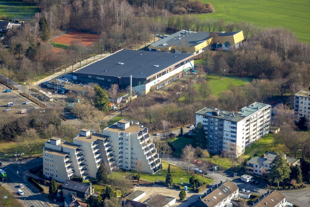 Luftbild Unna - Gebäude der Eissporthalle in Unna im Bundesland Nordrhein-Westfalen, Deutschland