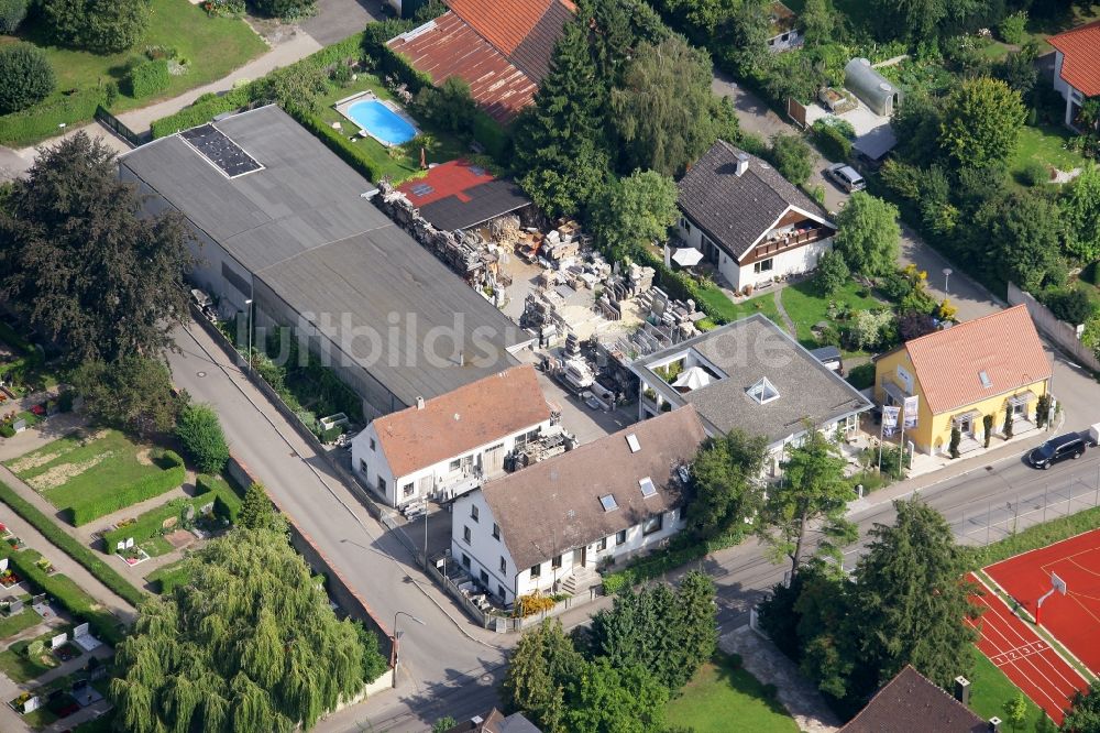 Luftbild Lauingen - Gebäude der Firma Natursteine Ferdinand Schmid in Lauingen im Bundesland Bayern, Deutschland