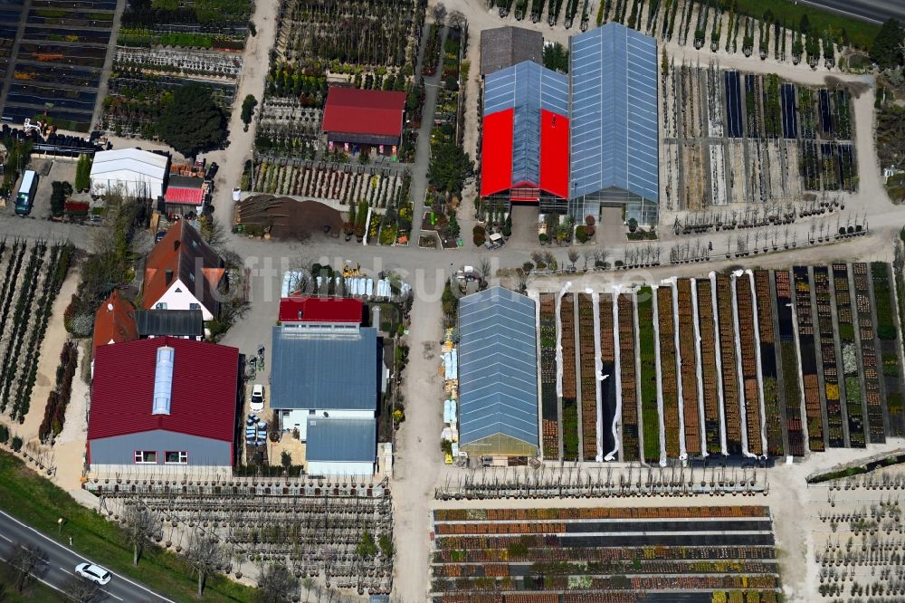 Luftbild Baiersdorf - Gebäude und Gelände des Pflanzenmarktes Fees Pflanzenmarkt in Baiersdorf im Bundesland Bayern, Deutschland