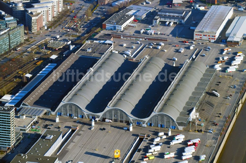 Luftbild Hamburg - Gebäude des Großhandelszentrum für Blumen , Obst und Gemüse im Ortsteil Hammerbrook in Hamburg, Deutschland