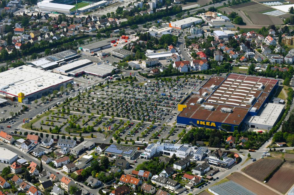Luftbild Fürth - Gebäude des IKEA Möbel & Einrichtungshaus Fürth im Ortsteil Poppenreuth in Fürth im Bundesland Bayern, Deutschland