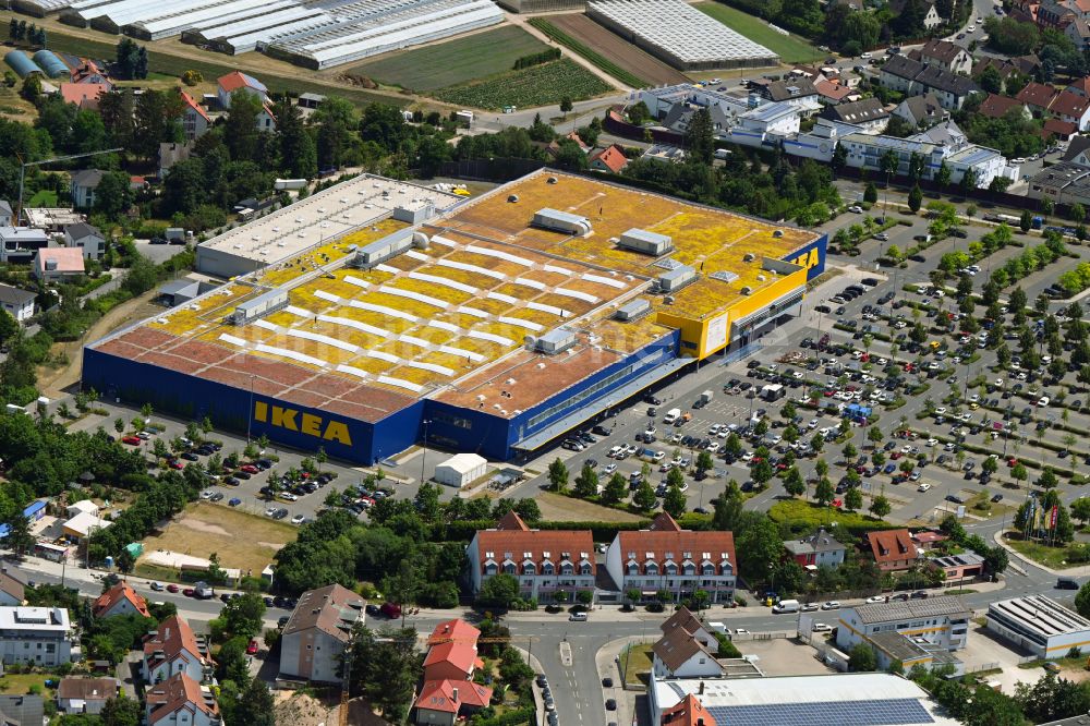 Luftaufnahme Fürth - Gebäude des IKEA Möbel & Einrichtungshaus Fürth im Ortsteil Poppenreuth in Fürth im Bundesland Bayern, Deutschland
