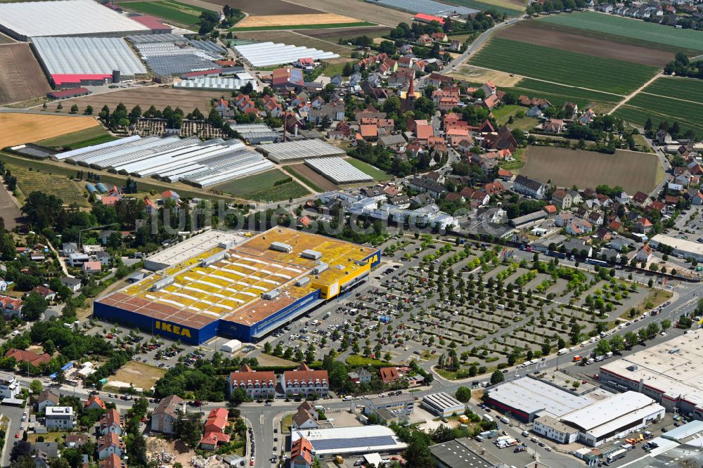 Fürth von oben - Gebäude des IKEA Möbel & Einrichtungshaus Fürth im Ortsteil Poppenreuth in Fürth im Bundesland Bayern, Deutschland