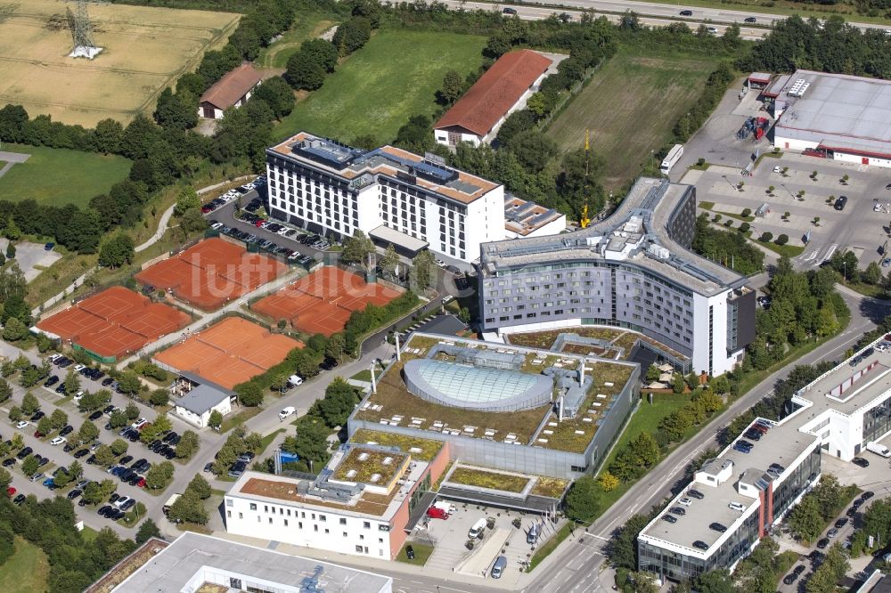Luftbild Unterschleißheim - Gebäude des INFINITY Hotel & Conference Resort Munich in Unterschleißheim im Bundesland Bayern, Deutschland