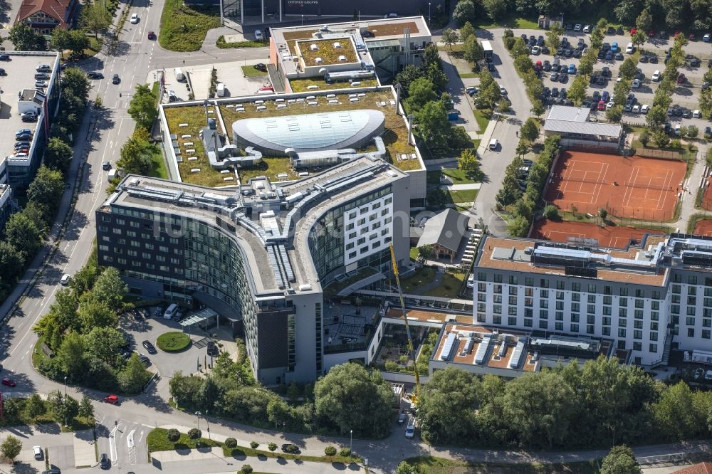 Unterschleißheim von oben - Gebäude des INFINITY Hotel & Conference Resort Munich in Unterschleißheim im Bundesland Bayern, Deutschland