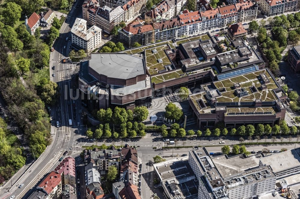 Luftaufnahme München - Gebäude des Konzerthauses Gasteig in München im Bundesland Bayern