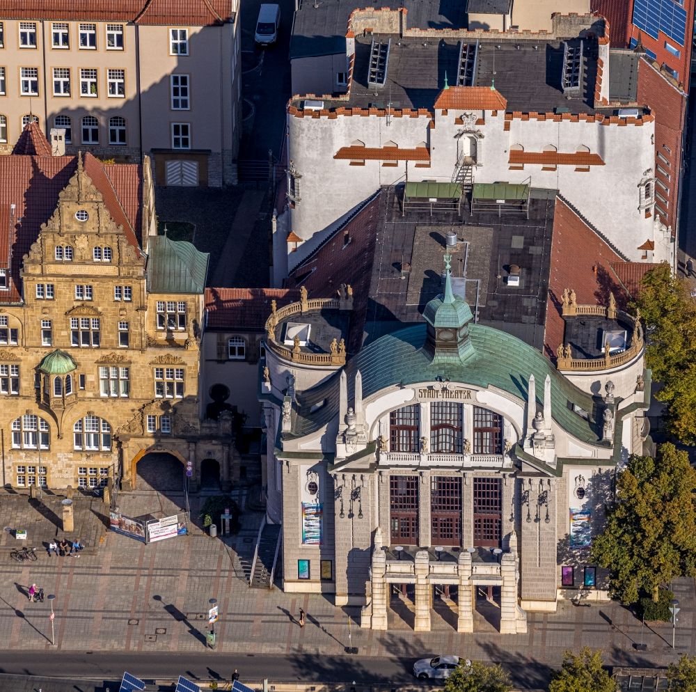 Luftaufnahme Bielefeld - Gebäude des Konzerthauses und Theater in Bielefeld im Bundesland Nordrhein-Westfalen, Deutschland