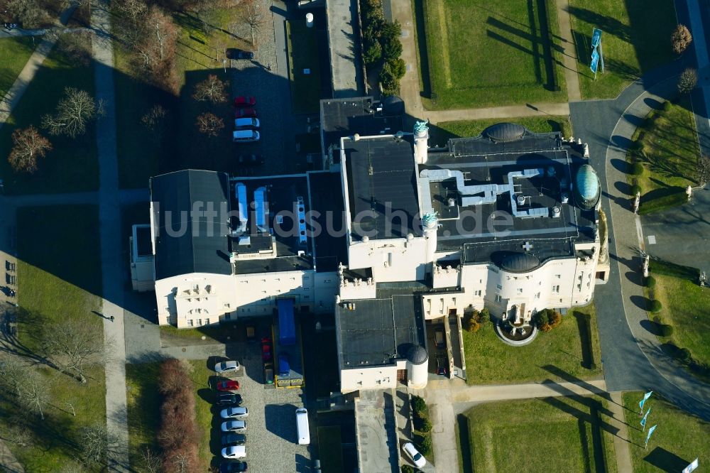 Luftaufnahme Cottbus - Gebäude des Konzerthauses und Theater- Schauspielhauses in Cottbus im Bundesland Brandenburg, Deutschland