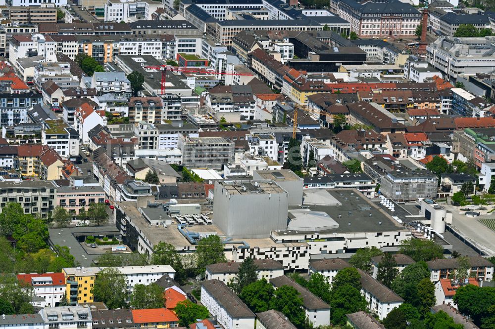 Luftaufnahme Darmstadt - Gebäude des Konzerthauses und Theater- Schauspielhauses in Darmstadt im Bundesland Hessen, Deutschland