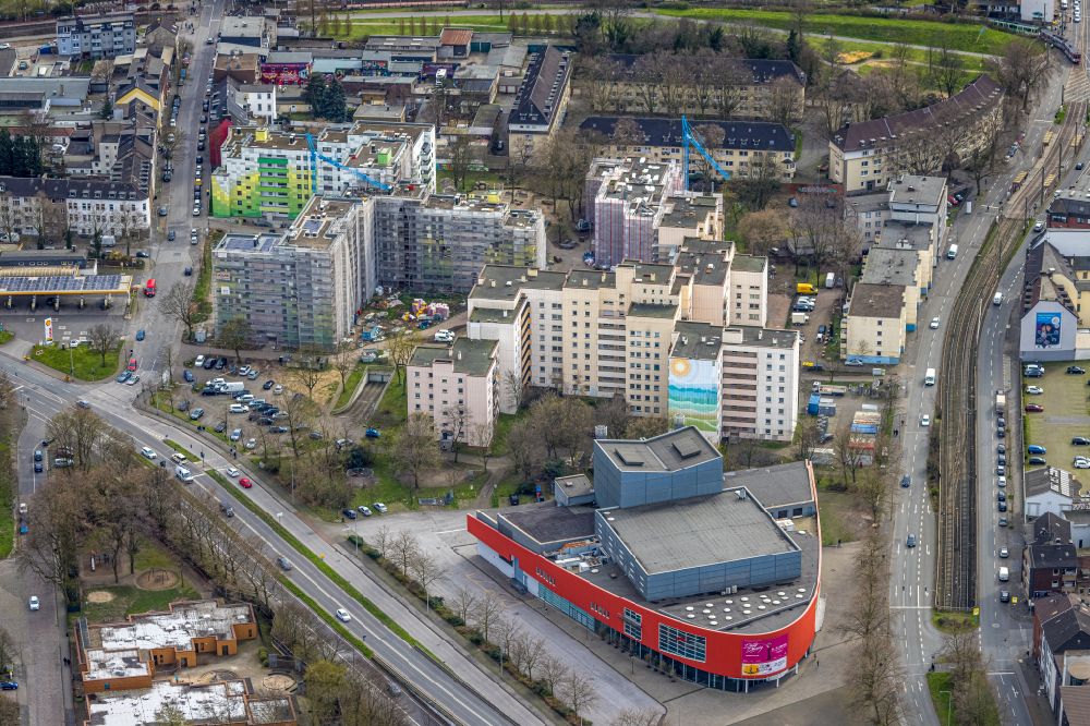 Luftaufnahme Duisburg - Gebäude des Konzerthauses und Theater- Schauspielhauses in Duisburg im Bundesland Nordrhein-Westfalen, Deutschland