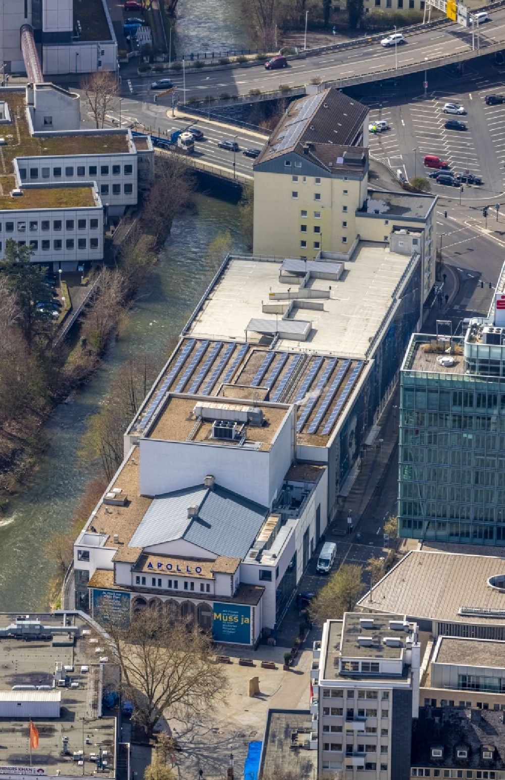 Luftbild Siegen - Gebäude des Konzerthauses und Theater- Schauspielhauses in Siegen im Bundesland Nordrhein-Westfalen, Deutschland