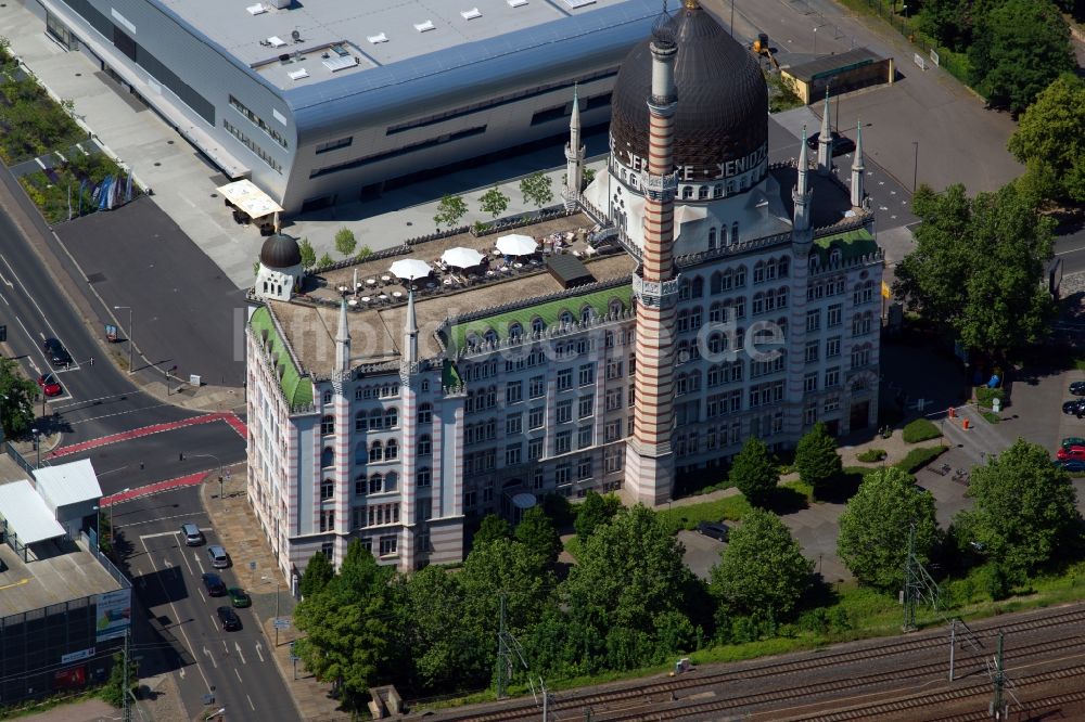 Luftbild Dresden - Gebäude der Moschee Yenidze in Dresden im Bundesland Sachsen, Deutschland