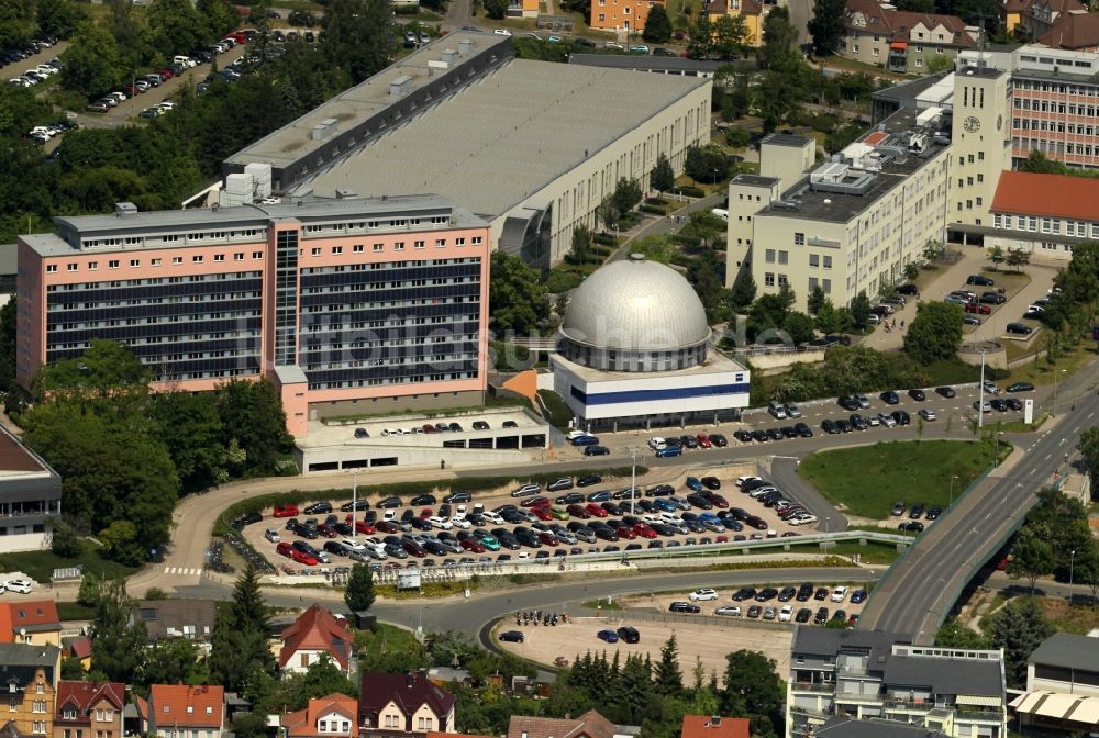 Luftbild Jena - Gebäude und Observatorium des Planetarium der Carl Zeiss Jena GmbH im Ortsteil Lichtenhain in Jena im Bundesland Thüringen, Deutschland