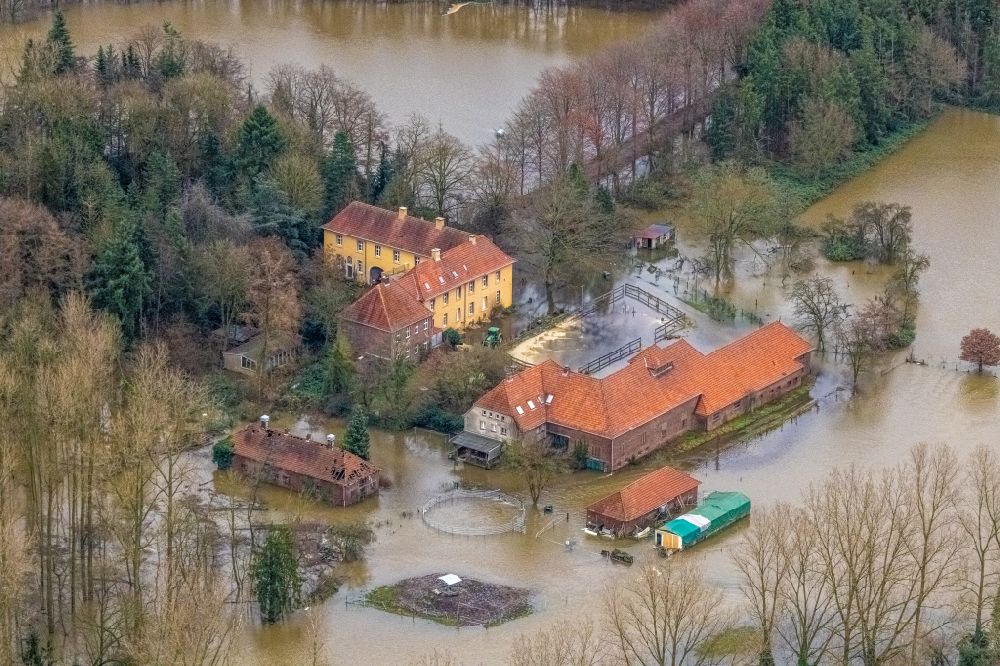 Luftbild Dorsten - Gebäude und Parkanlagen des Gutshauses Haus Hagenbeck in Dorsten im Bundesland Nordrhein-Westfalen, Deutschland