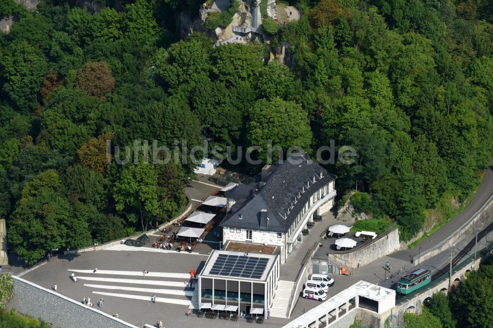 Luftaufnahme Königswinter - Gebäude des Restaurant Drachenfels. Restaurant & Eventlocation in Königswinter im Bundesland Nordrhein-Westfalen, Deutschland