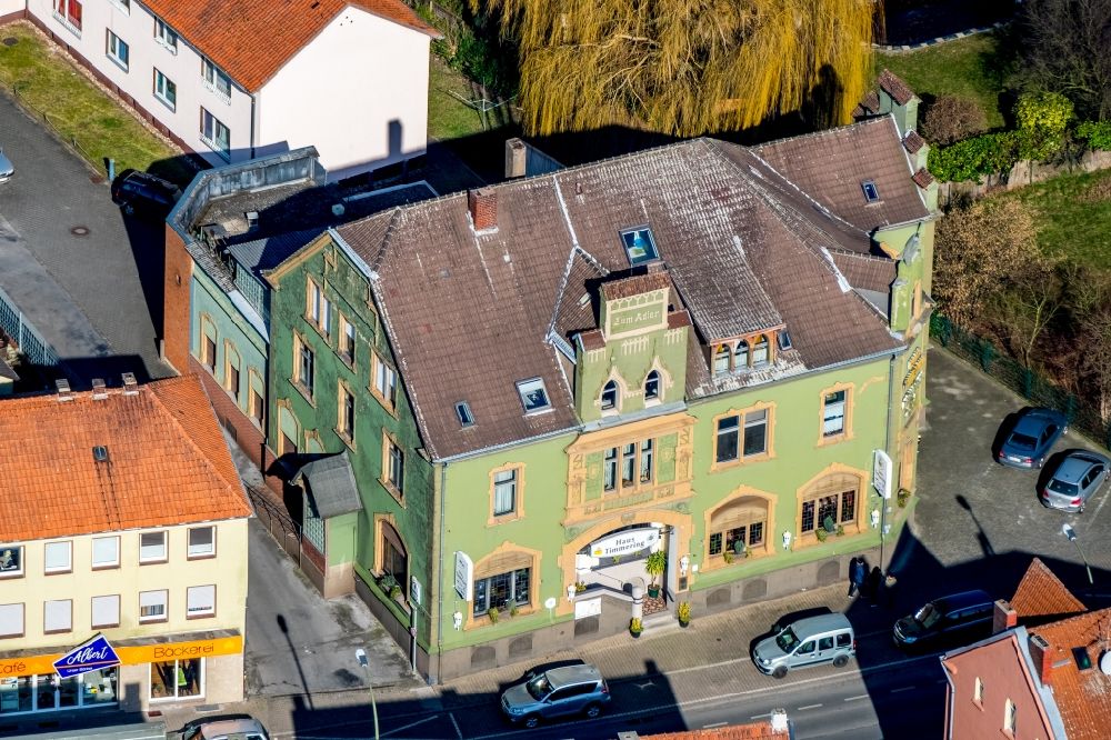 Luftbild Bönen - Gebäude des Restaurant Gasthof Haus Timmering in Bönen im Bundesland Nordrhein-Westfalen, Deutschland