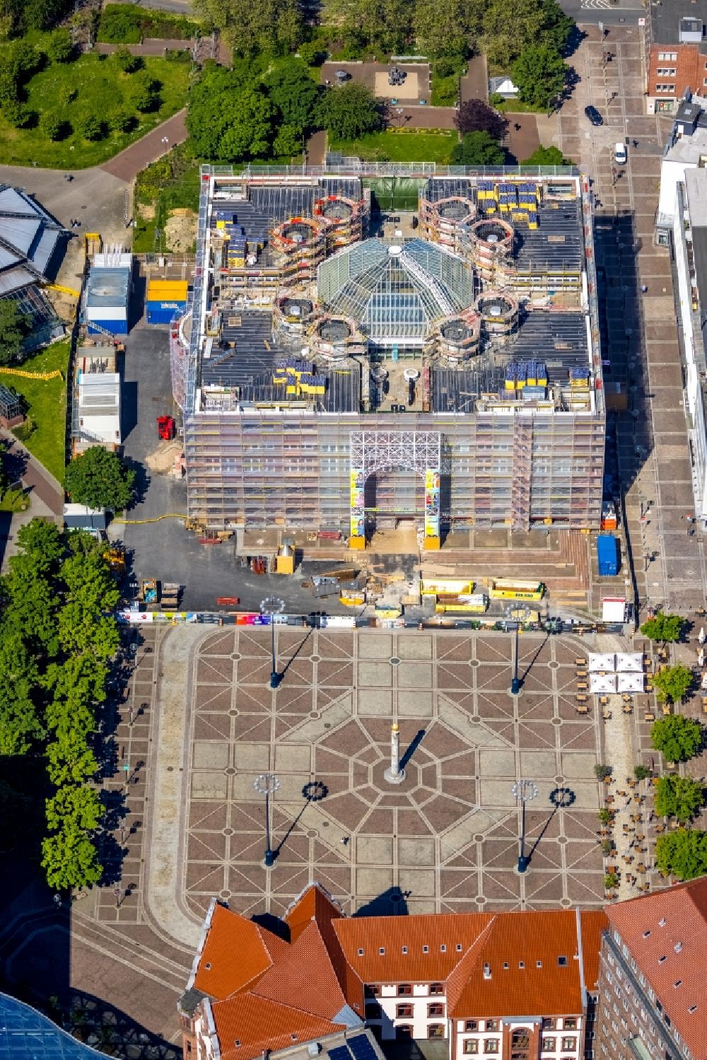 Dortmund aus der Vogelperspektive: Gebäude der Stadtverwaltung - Rathaus am Marktplatz in Dortmund im Bundesland Nordrhein-Westfalen, Deutschland