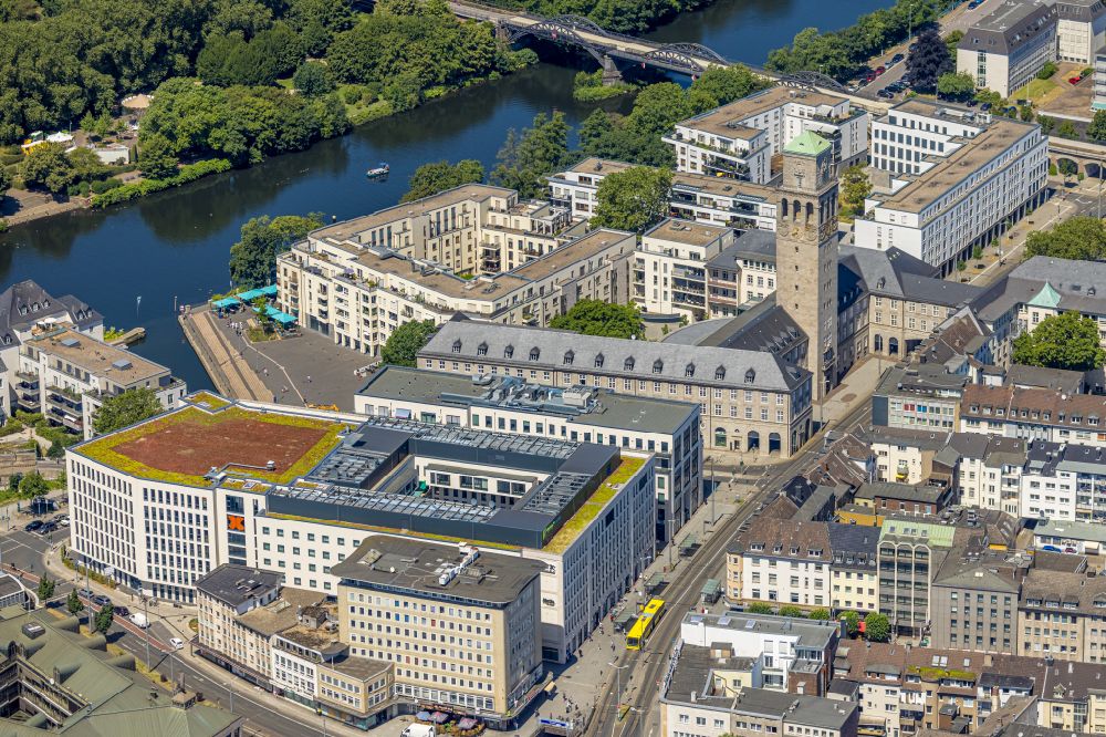 Mülheim an der Ruhr von oben - Gebäude der Stadtverwaltung - Rathaus in Mülheim an der Ruhr im Bundesland Nordrhein-Westfalen, Deutschland