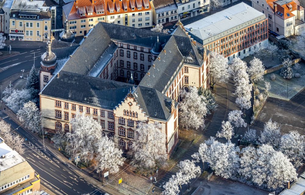 Luftbild Hamm - Gebäude der Stadtverwaltung - Rathaus am Theodor-Heuss-Platz in Hamm im Bundesland Nordrhein-Westfalen, Deutschland