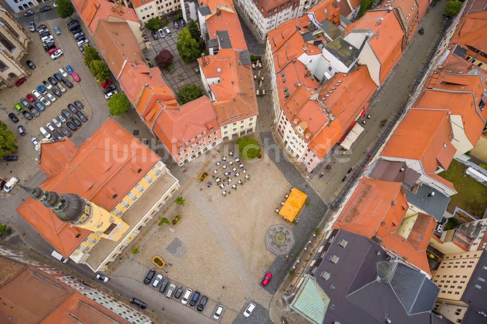 Luftaufnahme Bautzen - Gebäude der Stadtverwaltung - Rathaus am Wenzelsmarkt in Bautzen im Bundesland Sachsen, Deutschland
