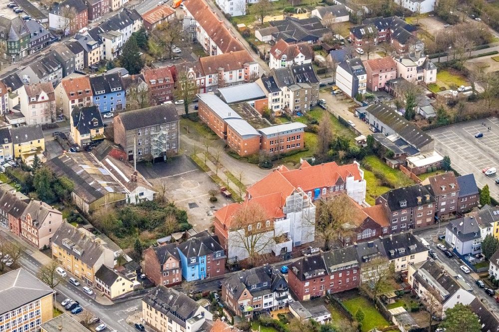 Luftaufnahme Hamm - Gebäudekomplex der Berufsschule - Berufkolleg an der Lange Straße in Hamm im Bundesland Nordrhein-Westfalen, Deutschland
