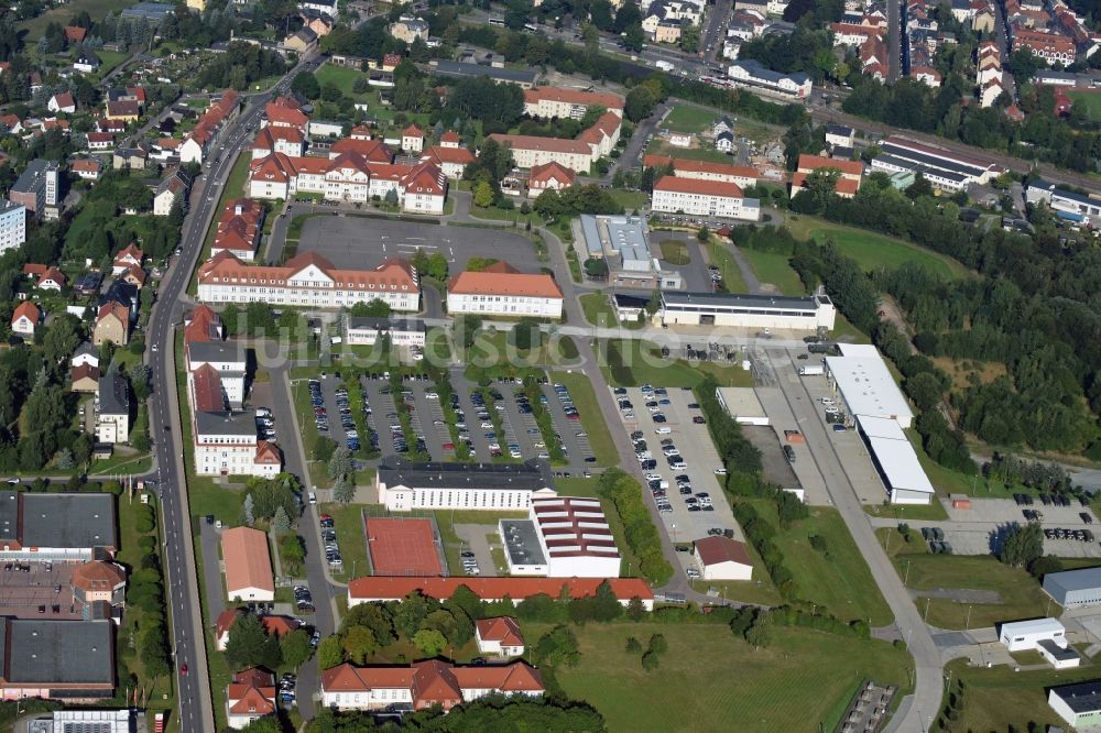 Luftaufnahme Frankenberg/Sa. - Gebäudekomplex der Bundeswehr- Militär- Kaserne an der Äußeren Freiberger Straße in Frankenberg/Sa. im Bundesland Sachsen