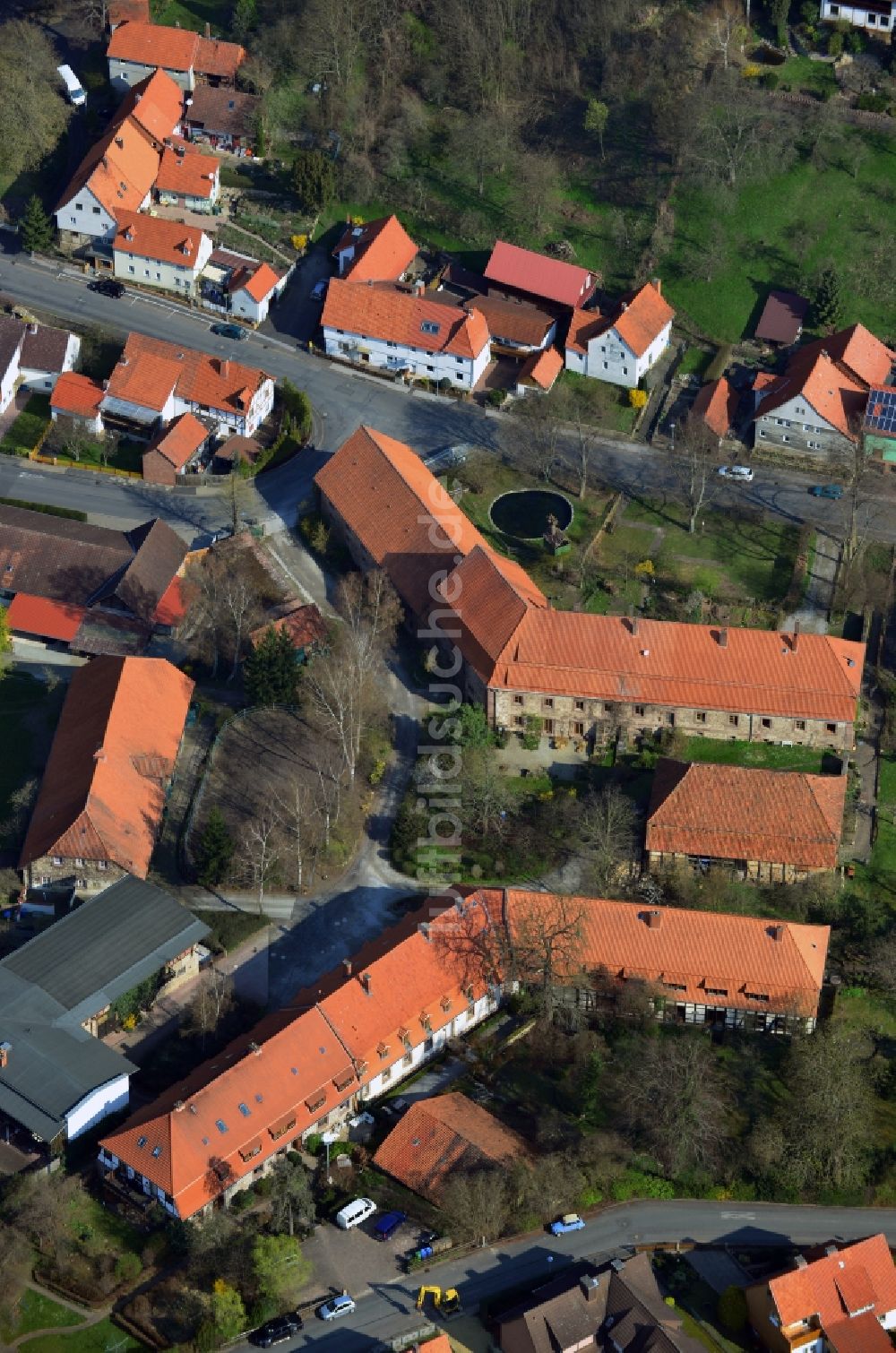 Bovenden OT Eddigehausen aus der Vogelperspektive: Gebäudekomplex der ehemaligen Domäne Eddigehausen in Bovenden im Bundesland Niedersachsen
