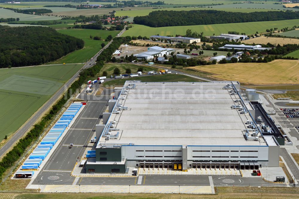 Luftaufnahme Cretzschwitz - Gebäudekomplex und Gelände des Logistikzentrums Amazon in Cretzschwitz im Bundesland Thüringen, Deutschland