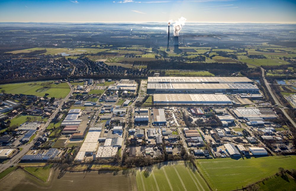 Werne von oben - Gebäudekomplex und Gelände des Logistikzentrums Imperial Industrial Logistics in Werne im Bundesland Nordrhein-Westfalen, Deutschland