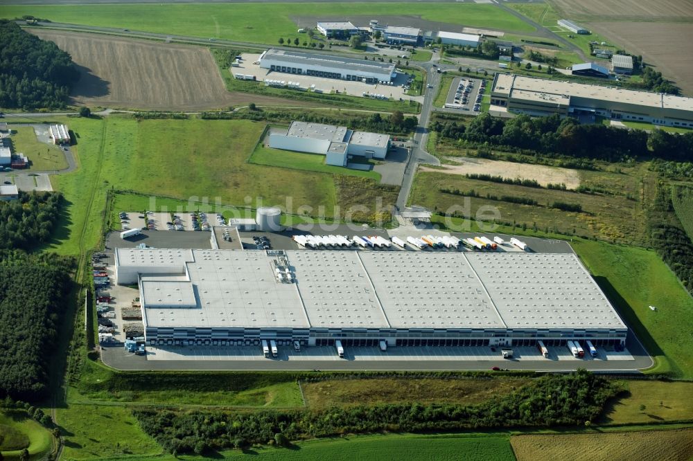 Gera von oben - Gebäudekomplex und Gelände des Logistikzentrums der Lidl GmbH & Co. KG im Ortsteil Trebnitz in Gera im Bundesland Thüringen, Deutschland