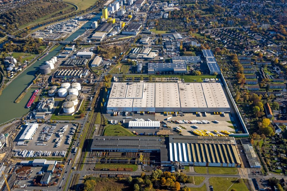 Luftbild Hamm - Gebäudekomplex und Gelände des Logistikzentrums MGL Metro Group in Hamm im Bundesland Nordrhein-Westfalen, Deutschland