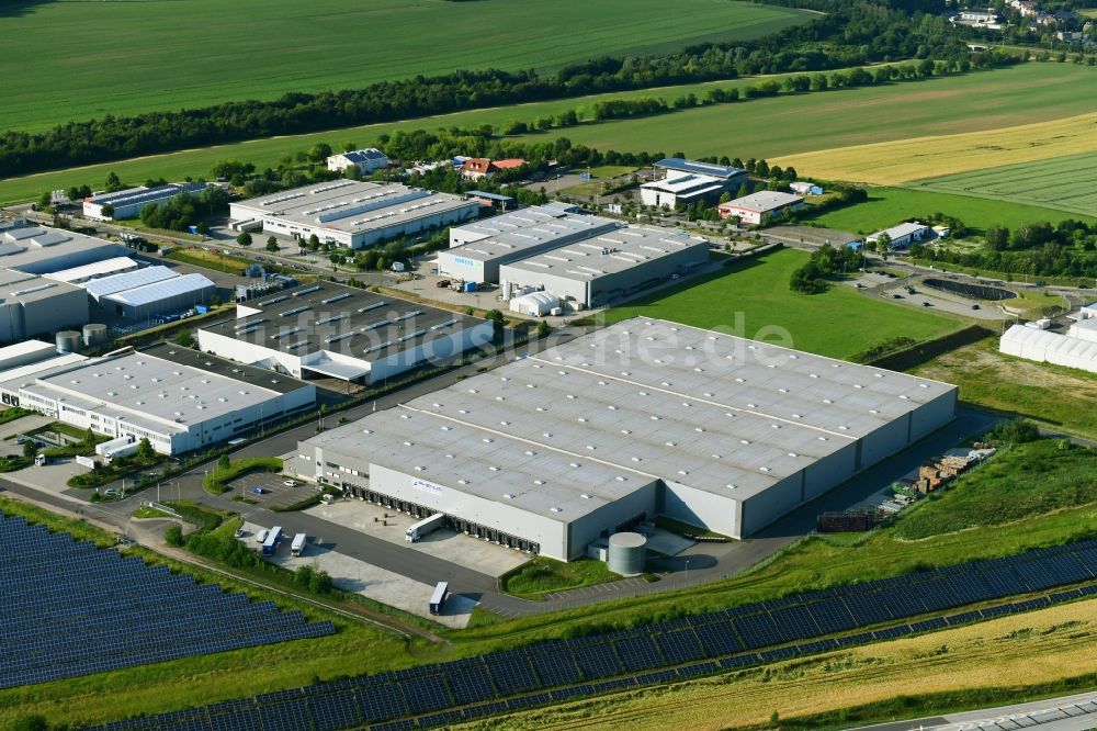 Luftbild Meerane - Gebäudekomplex und Gelände des Logistikzentrums der Rhenus SE & Co. KG in Meerane im Bundesland Sachsen, Deutschland