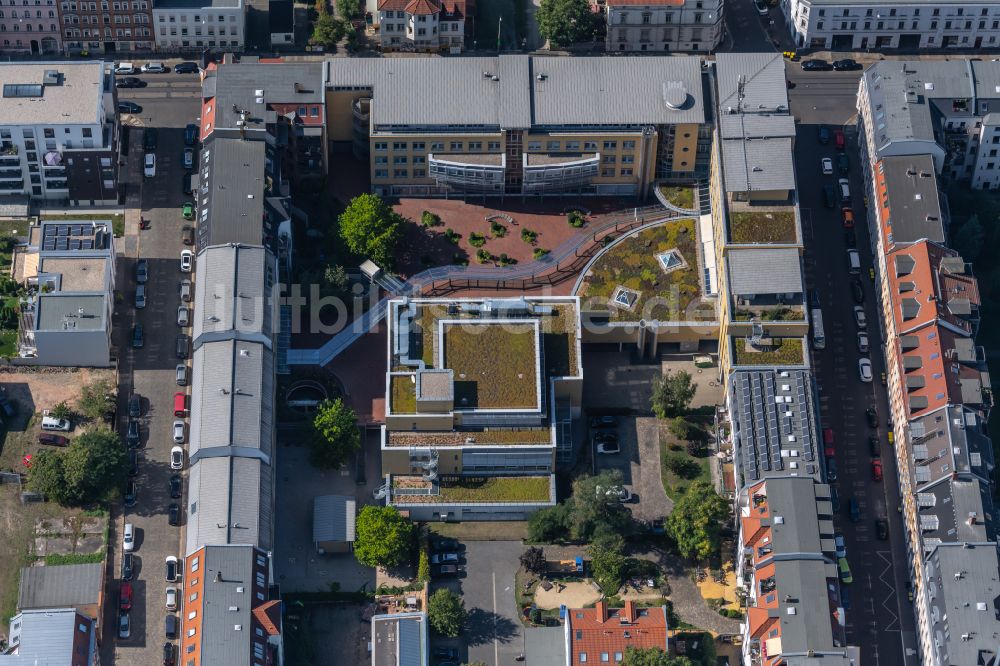 Leipzig von oben - Gebäudekomplex der Hochschule HTWK Leipzig (Hochschule für Technik, Wirtschaft und Kultur Leipzig) in Leipzig im Bundesland Sachsen, Deutschland