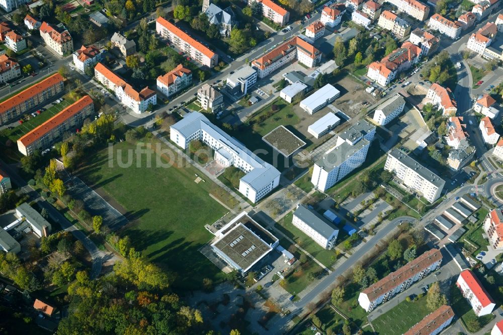 Luftaufnahme Meißen - Gebäudekomplex der Hochschule Meißen (FH) in Meißen im Bundesland Sachsen, Deutschland