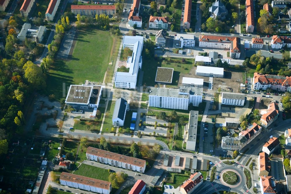 Meißen aus der Vogelperspektive: Gebäudekomplex der Hochschule Meißen (FH) in Meißen im Bundesland Sachsen, Deutschland