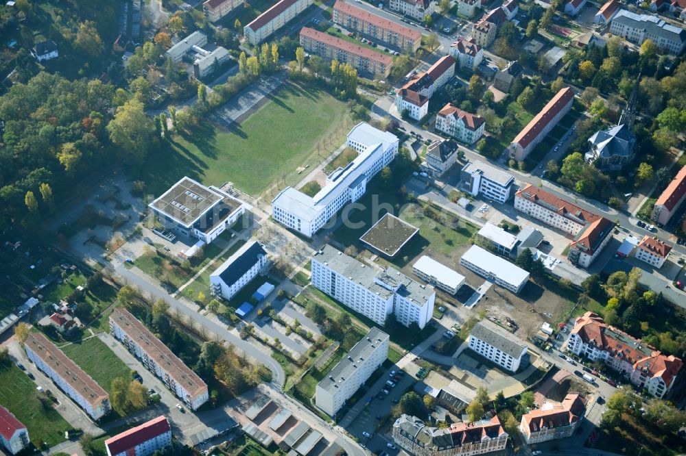 Luftaufnahme Meißen - Gebäudekomplex der Hochschule Meißen (FH) in Meißen im Bundesland Sachsen, Deutschland