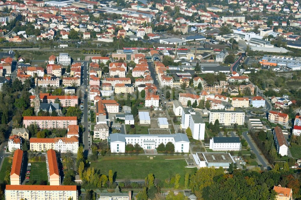 Meißen aus der Vogelperspektive: Gebäudekomplex der Hochschule Meißen (FH) in Meißen im Bundesland Sachsen, Deutschland