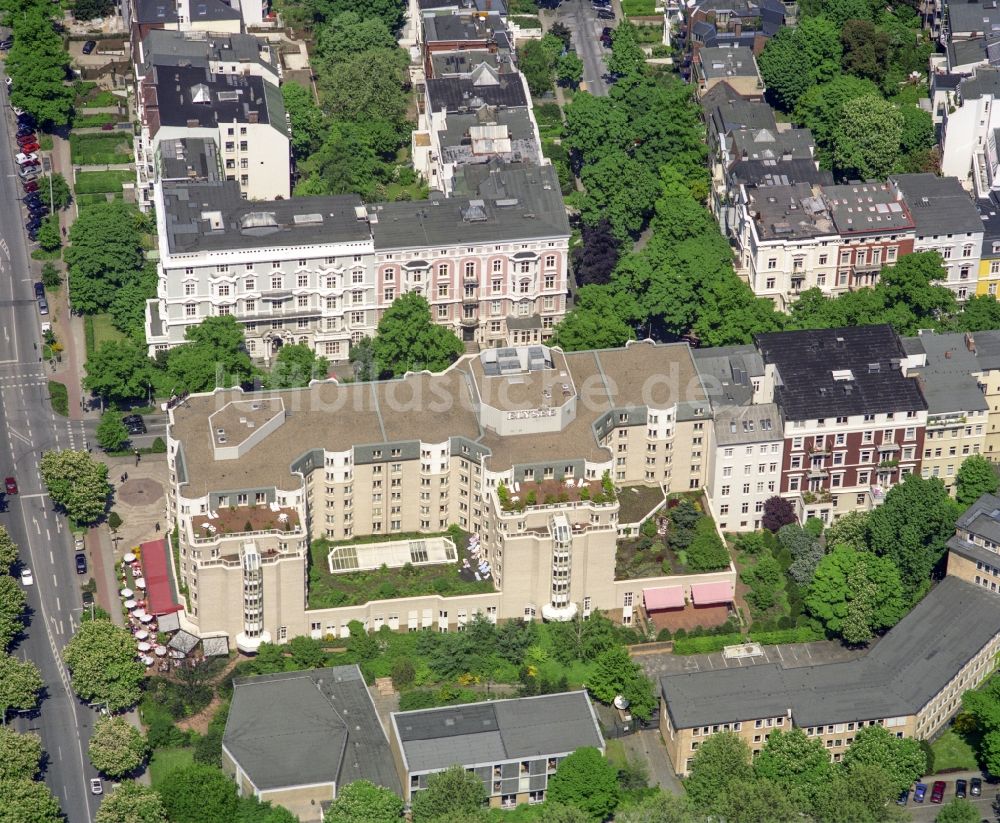 Luftaufnahme Hamburg - Gebäudekomplex der Hotelanlage Grand Elysée Hamburg Hotel in Hamburg, Deutschland