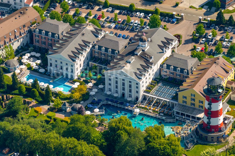 Luftbild Rust - Gebäudekomplex der Hotelanlage Resort Bell Rock im Europa-Park in Rust im Bundesland Baden-Württemberg, Deutschland