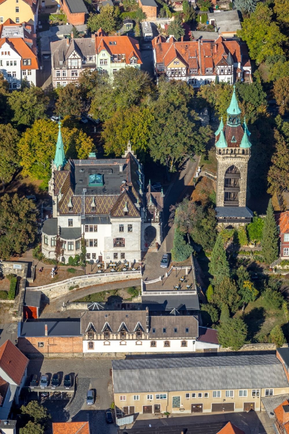 Luftbild Quedlinburg - Gebäudekomplex der Hotelanlage Zum Markgrafen in Quedlinburg im Bundesland Sachsen-Anhalt, Deutschland