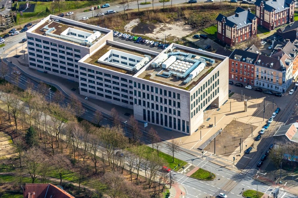 Luftaufnahme Gelsenkirchen - Gebäudekomplex des Justizzentrums mit dem Sozialgericht in Gelsenkirchen im Bundesland Nordrhein-Westfalen