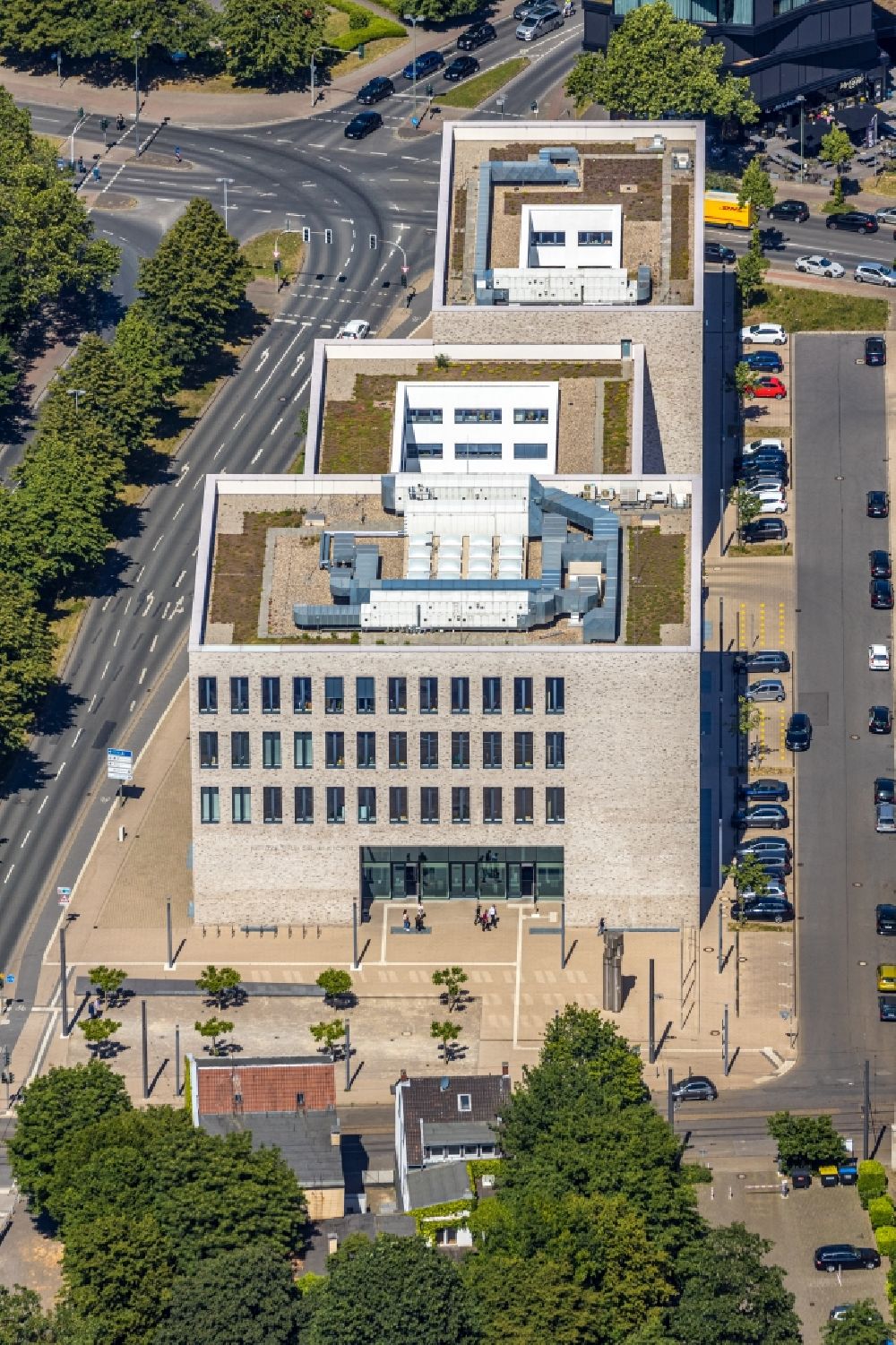 Gelsenkirchen aus der Vogelperspektive: Gebäudekomplex des Justizzentrums mit dem Sozialgericht in Gelsenkirchen im Bundesland Nordrhein-Westfalen