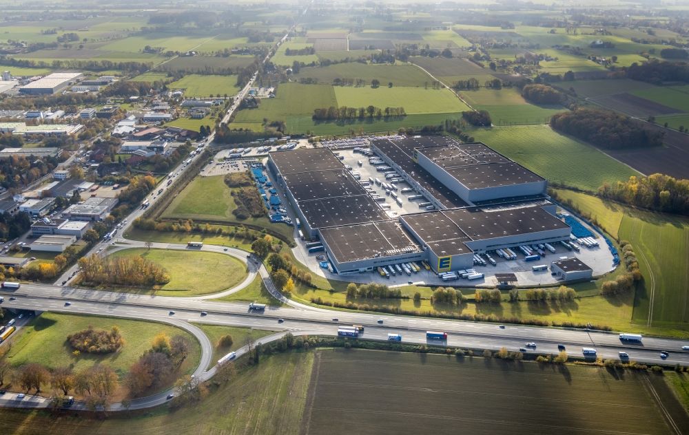 Luftaufnahme Hamm - Gebäudekomplex und Logistikzentrum auf dem Gelände Edeka Zentrallager in Hamm im Bundesland Nordrhein-Westfalen
