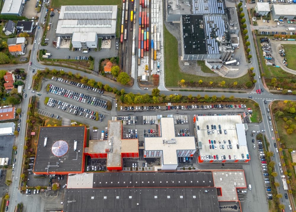 Luftbild Bönen - Gebäudekomplex und Logistikzentrum auf dem Gelände KiK an der Siemensstraße im Ortsteil Westerbönen in Bönen im Bundesland Nordrhein-Westfalen, Deutschland