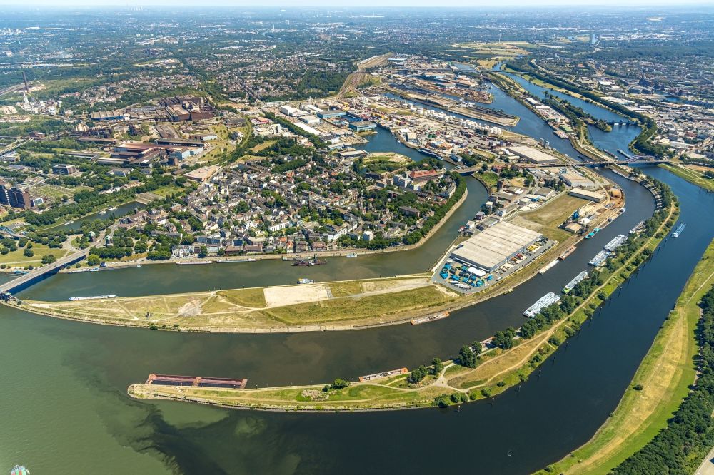 Luftbild Duisburg - Gebäudekomplex und Logistikzentrum auf dem Gelände Speditionsinsel - Vinckweg in Duisburg im Bundesland Nordrhein-Westfalen, Deutschland