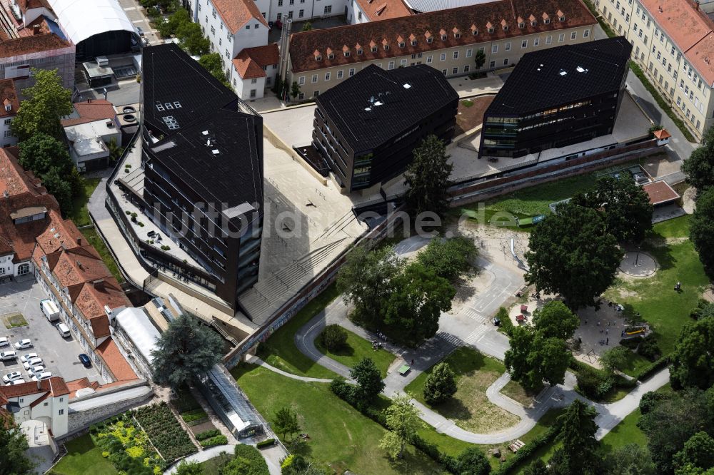 Graz von oben - Gebäudekomplex Pfauengarten in Graz in Steiermark, Österreich