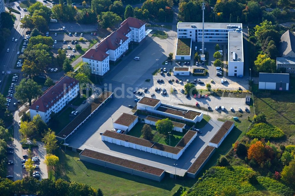 Cottbus aus der Vogelperspektive: Gebäudekomplex der Polizei an der Juri-Gagarin-Straße in Cottbus im Bundesland Brandenburg, Deutschland